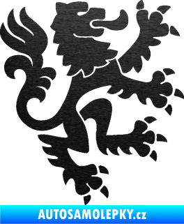 Samolepka Lev heraldika 001 pravá Český lev škrábaný kov černý