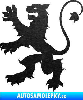 Samolepka Lev heraldika 002 levá škrábaný kov černý