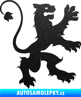 Samolepka Lev heraldika 002 pravá škrábaný kov černý