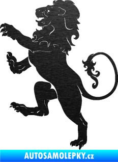 Samolepka Lev heraldika 004 levá škrábaný kov černý