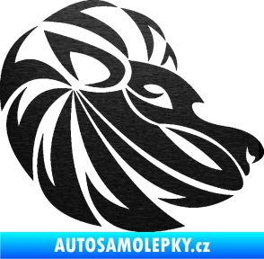 Samolepka Lev zvěrokruh 003 pravá škrábaný kov černý