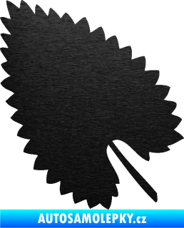 Samolepka List 001 levá škrábaný kov černý