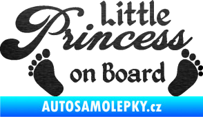 Samolepka Little princess on board 002 nápis s nožičkami škrábaný kov černý