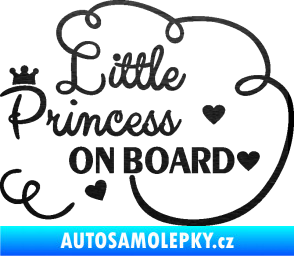 Samolepka Little princess on board nápis škrábaný kov černý