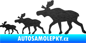 Samolepka Losí rodinka levá škrábaný kov černý