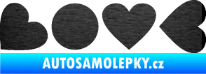 Samolepka Love skládaný nápis škrábaný kov černý
