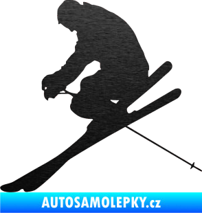 Samolepka Lyžař 005 levá škrábaný kov černý