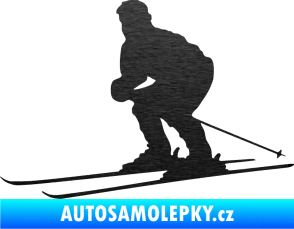 Samolepka Lyžař 009 levá škrábaný kov černý
