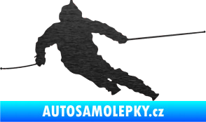 Samolepka Lyžař 015 levá škrábaný kov černý