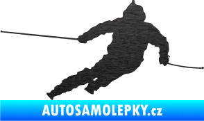 Samolepka Lyžař 015 pravá škrábaný kov černý