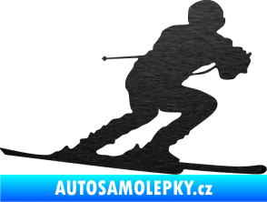 Samolepka Lyžař 017 pravá škrábaný kov černý