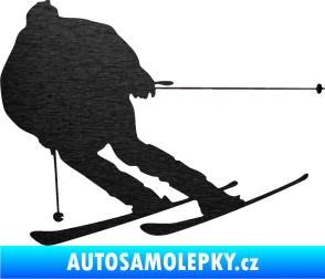 Samolepka Lyžař 019 levá škrábaný kov černý