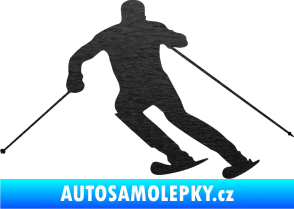 Samolepka Lyžař 021 levá škrábaný kov černý
