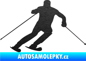 Samolepka Lyžař 021 pravá škrábaný kov černý
