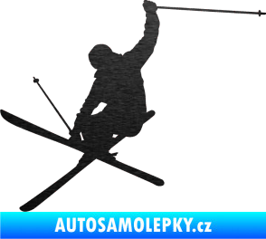Samolepka Lyžař 024 levá škrábaný kov černý