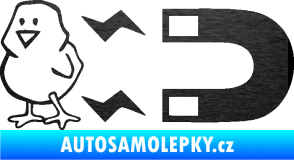 Samolepka Magnet na ptáky levá škrábaný kov černý