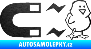 Samolepka Magnet na ptáky pravá škrábaný kov černý