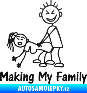 Samolepka Making my family levá škrábaný kov černý