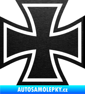 Samolepka Maltézský kříž 001 škrábaný kov černý