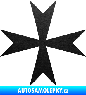 Samolepka Maltézský kříž 002 škrábaný kov černý