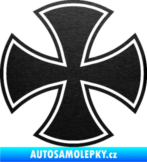 Samolepka Maltézský kříž 003 škrábaný kov černý
