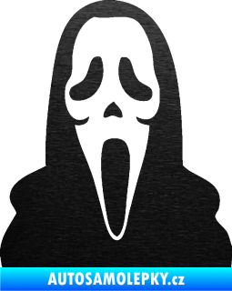 Samolepka Maska 001 scream škrábaný kov černý