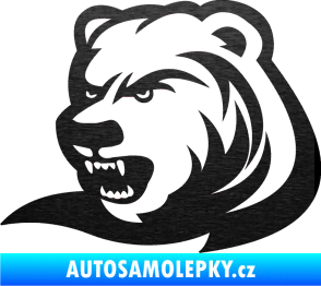 Samolepka Medvěd 001 levá škrábaný kov černý
