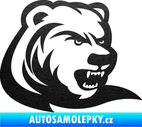Samolepka Medvěd 001 pravá škrábaný kov černý