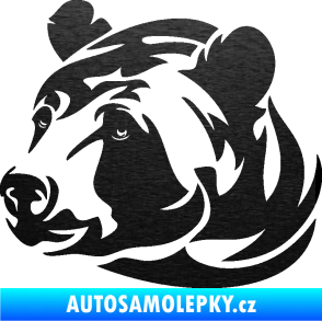 Samolepka Medvěd 007 levá hlava škrábaný kov černý