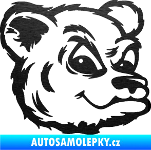 Samolepka Medvěd 011 pravá hlava škrábaný kov černý