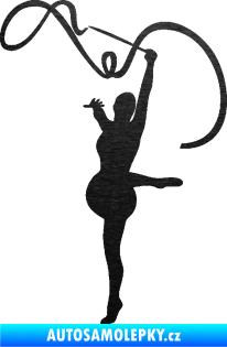 Samolepka Moderní gymnastika 003 levá gymnastka se stuhou škrábaný kov černý