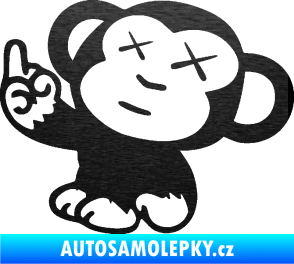 Samolepka Monkey Fuck Off JDM levá škrábaný kov černý