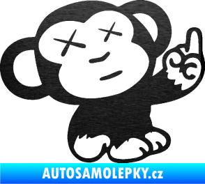 Samolepka Monkey Fuck Off JDM pravá škrábaný kov černý