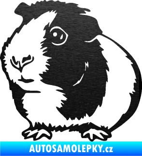 Samolepka Morče 003 levá škrábaný kov černý