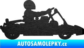 Samolepka Motokára 001 pravá škrábaný kov černý
