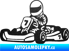 Samolepka Motokára 002 levá škrábaný kov černý