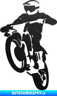 Samolepka Motokros 001 levá škrábaný kov černý