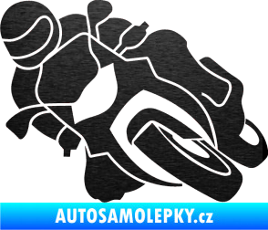 Samolepka Motorka 001 levá silniční motorky škrábaný kov černý
