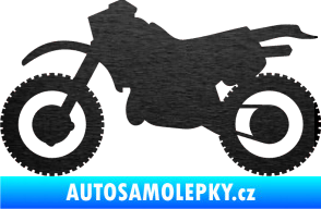 Samolepka Motorka 003 levá škrábaný kov černý
