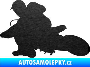 Samolepka Motorka 005 levá motokros škrábaný kov černý