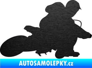 Samolepka Motorka 005 pravá motokros škrábaný kov černý
