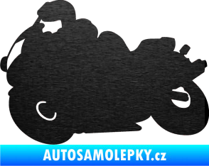 Samolepka Motorka 006 levá silniční motorky škrábaný kov černý