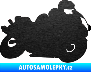 Samolepka Motorka 006 pravá silniční motorky škrábaný kov černý