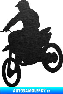 Samolepka Motorka 014 levá motokros škrábaný kov černý