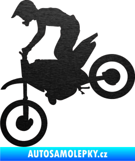 Samolepka Motorka 015 levá motokros škrábaný kov černý