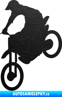Samolepka Motorka 016 levá motokros škrábaný kov černý
