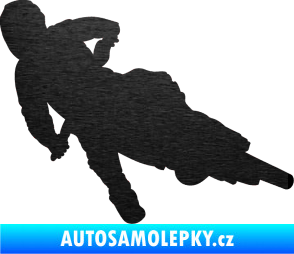 Samolepka Motorka 023 pravá motokros škrábaný kov černý