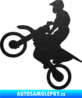 Samolepka Motorka 024 levá motokros škrábaný kov černý