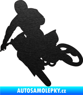 Samolepka Motorka 025 levá motokros škrábaný kov černý