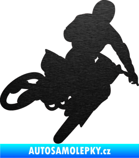 Samolepka Motorka 025 pravá motokros škrábaný kov černý